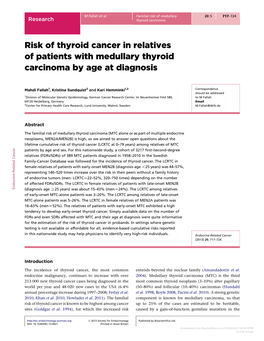 Risk of Thyroid Cancer in Relatives of Patients with Medullary Thyroid Carcinoma by Age at Diagnosis
