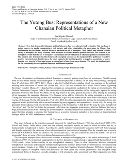 The Yutong Bus: Representations of a New Ghanaian Political Metaphor