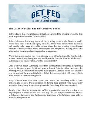 The Catholic Bible: the First Printed Book?