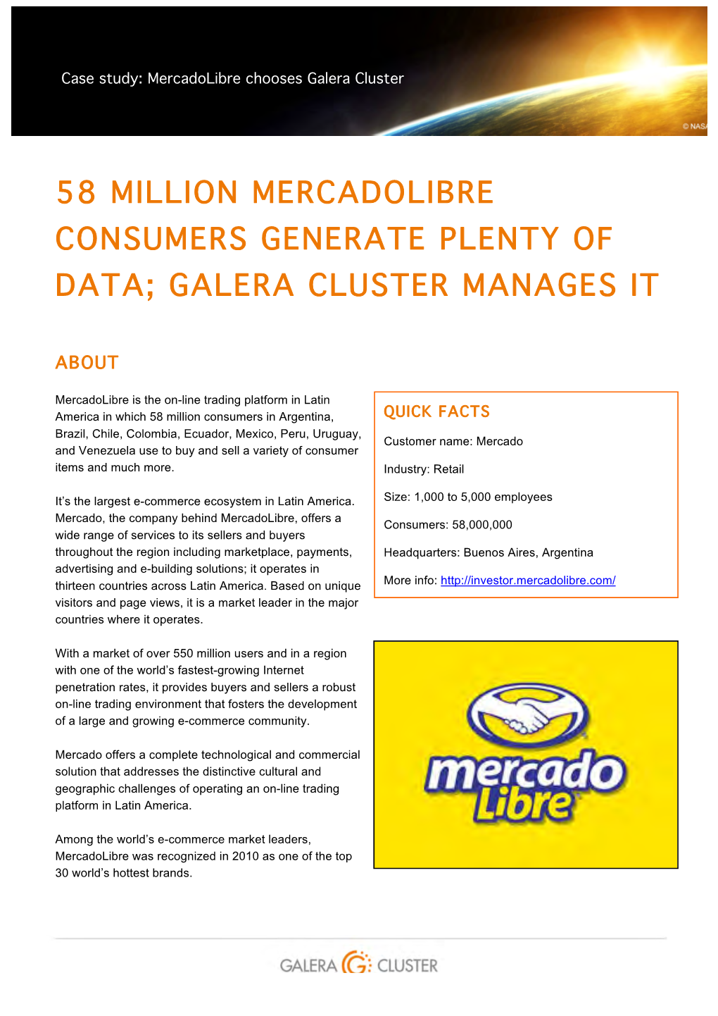 58 Million Mercadolibre Consumers Generate Plenty of Data; Galera Cluster Manages It