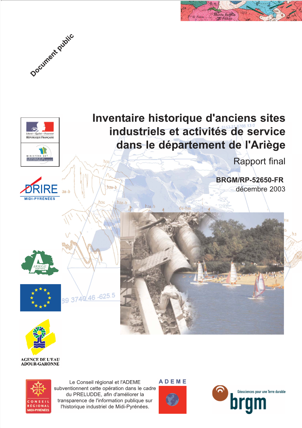 Inventaire Historique D'anciens Sites Industriels Et Activités De Service Dans Le Département De L'ariège Rapport Final