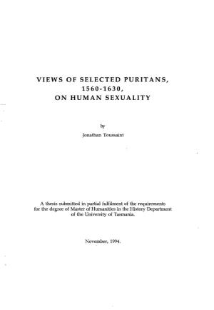 Views of Selected Puritans, 1560-1630, on Human Sexuality