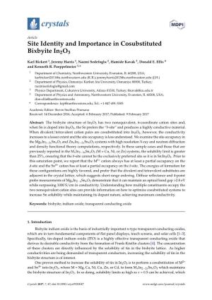 Site Identity and Importance in Cosubstituted Bixbyite In2o3