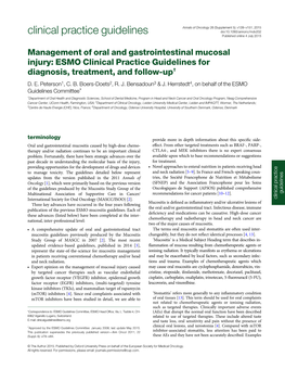 ESMO Clinical Practice Guidelines for Diagnosis, Treatment, and Follow-Up† D