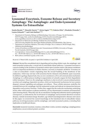 Lysosomal Exocytosis, Exosome Release and Secretory Autophagy: the Autophagic- and Endo-Lysosomal Systems Go Extracellular