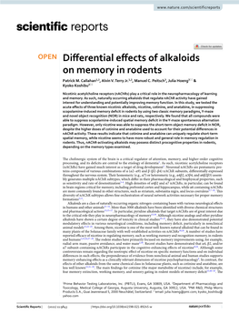 Differential Effects of Alkaloids on Memory in Rodents