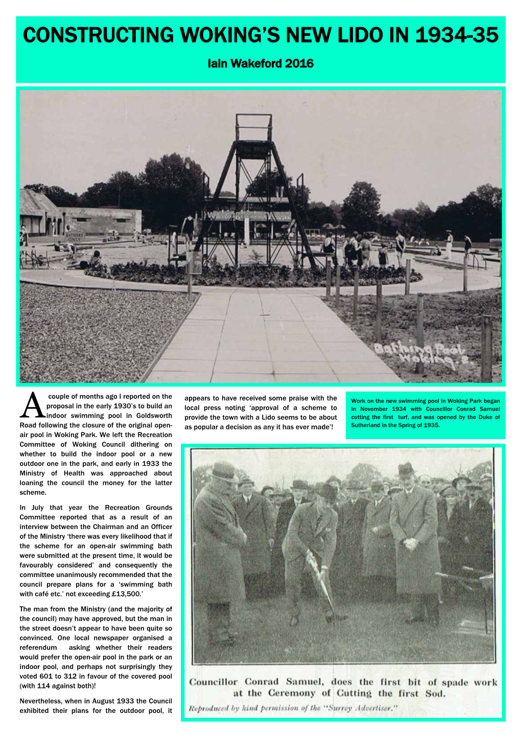 Constructing Woking's New Lido in 1934-35