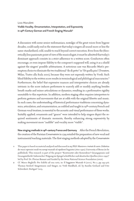 Livio Marcaletti Visible Vocality. Ornamentation, Interpretation, and Expressivity in 19Th-Century German and French Singing Manuals1