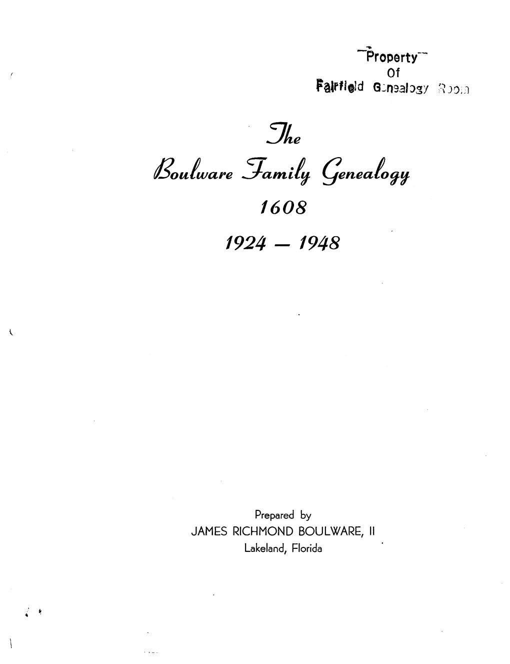 Boulware Family Genealogy 1608 (1924-1948)