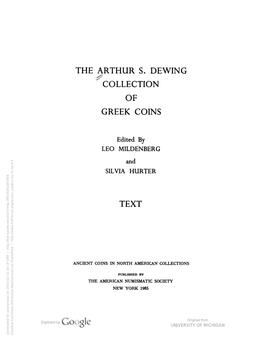 The Arthur S. Dewing Collection of Greek Coins. Text