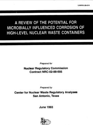 Review of Microbially Influenced Corrosion of High-Level Waste