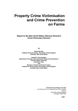 Property Crime Victimisation and Crime Prevention on Farms