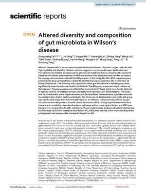 Altered Diversity and Composition of Gut Microbiota in Wilson's Disease