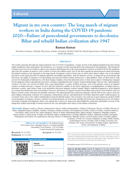 The Long March of Migrant Workers in India During The