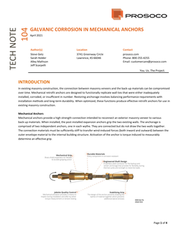 Galvanic Corrosion in Mechanical Anchors