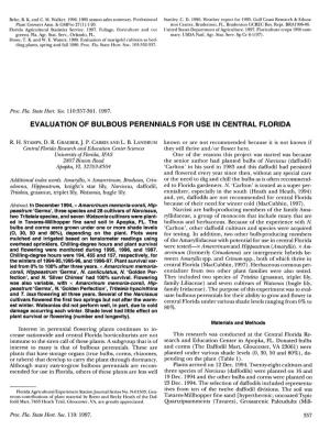 Evaluation of Bulbous Perennials for Use in Central Florida