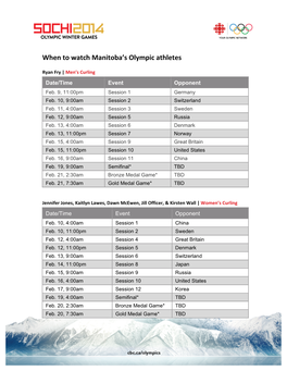 When to Watch Manitoba's Olympic Athletes