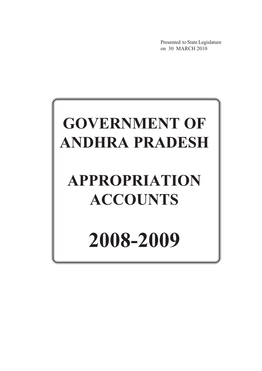 Government of Andhra Pradesh Appropriation