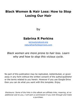 Black Women & Hair Loss