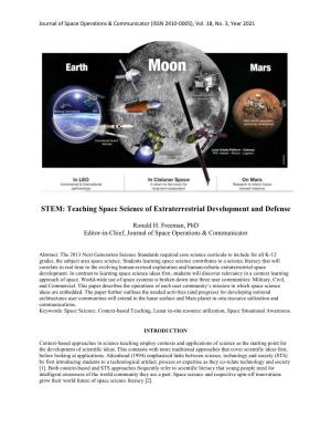 STEM: Teaching Space Science of Extraterrestrial Development and Defense