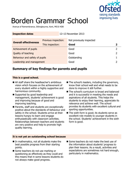 Ofsted Report 2013