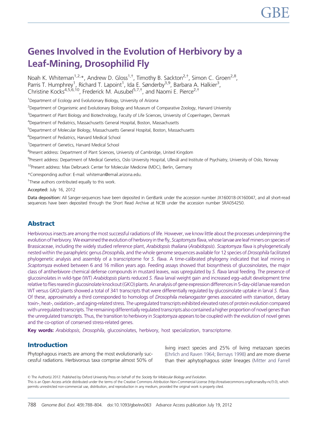 Genes Involved in the Evolution of Herbivory by a Leaf-Mining, Drosophilid Fly