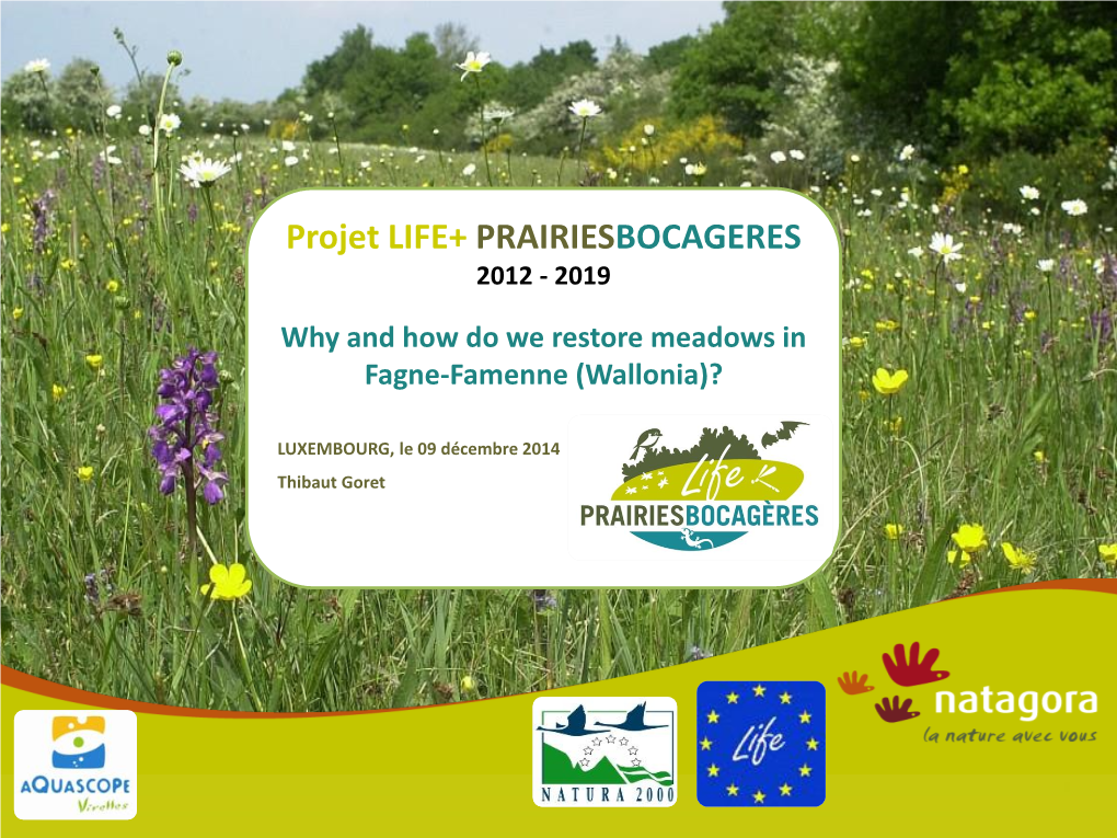 Prairies Bocagères » LIFE Projects (Presentation in the Sicona’S Seminar in Luxembourg Last June) One of the Complementary Guidelines from Natagora