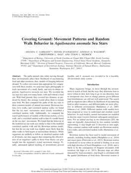Movement Patterns and Random Walk Behavior in Aquilonastra Anomala Sea Stars