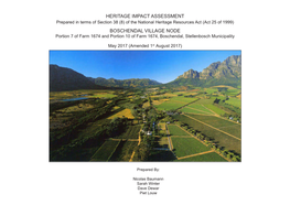 Heritage Impact Assessment Boschendal Village Node