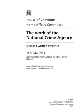 The Work of the National Crime Agency