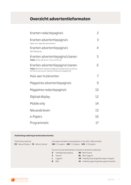 Overzicht Advertentieformaten