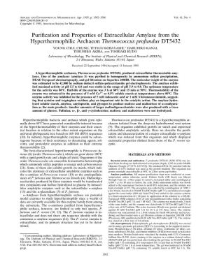 Purification and Properties of Extracellular Amylase from The
