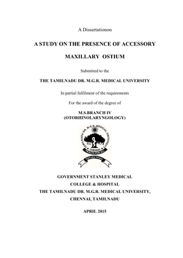 A Study on the Presence of Accessory Maxillary Ostium