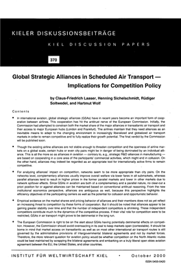 KIELER DISKUSSIONSBEITRAGE Global Strategic Alliances In