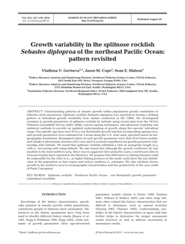 Growth Variability in the Splitnose Rockfish Sebastes Diploproa of the Northeast Pacific Ocean: Pattern Revisited