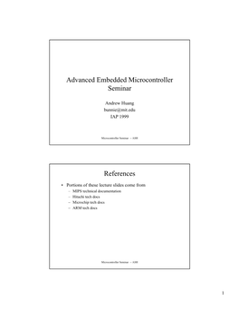 Advanced Embedded Microcontroller Seminar References