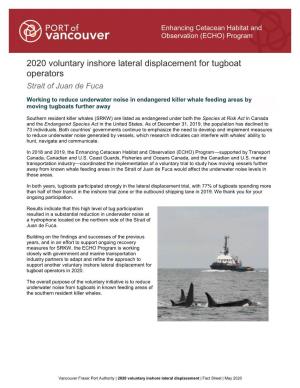 2020 Voluntary Inshore Lateral Displacement for Tugboat Operators Strait of Juan De Fuca