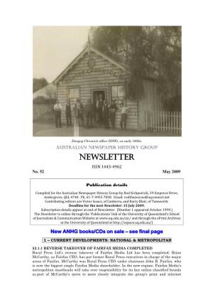 AUSTRALIAN NEWSPAPER HISTORY GROUP NEWSLETTER ISSN 1443-4962 No