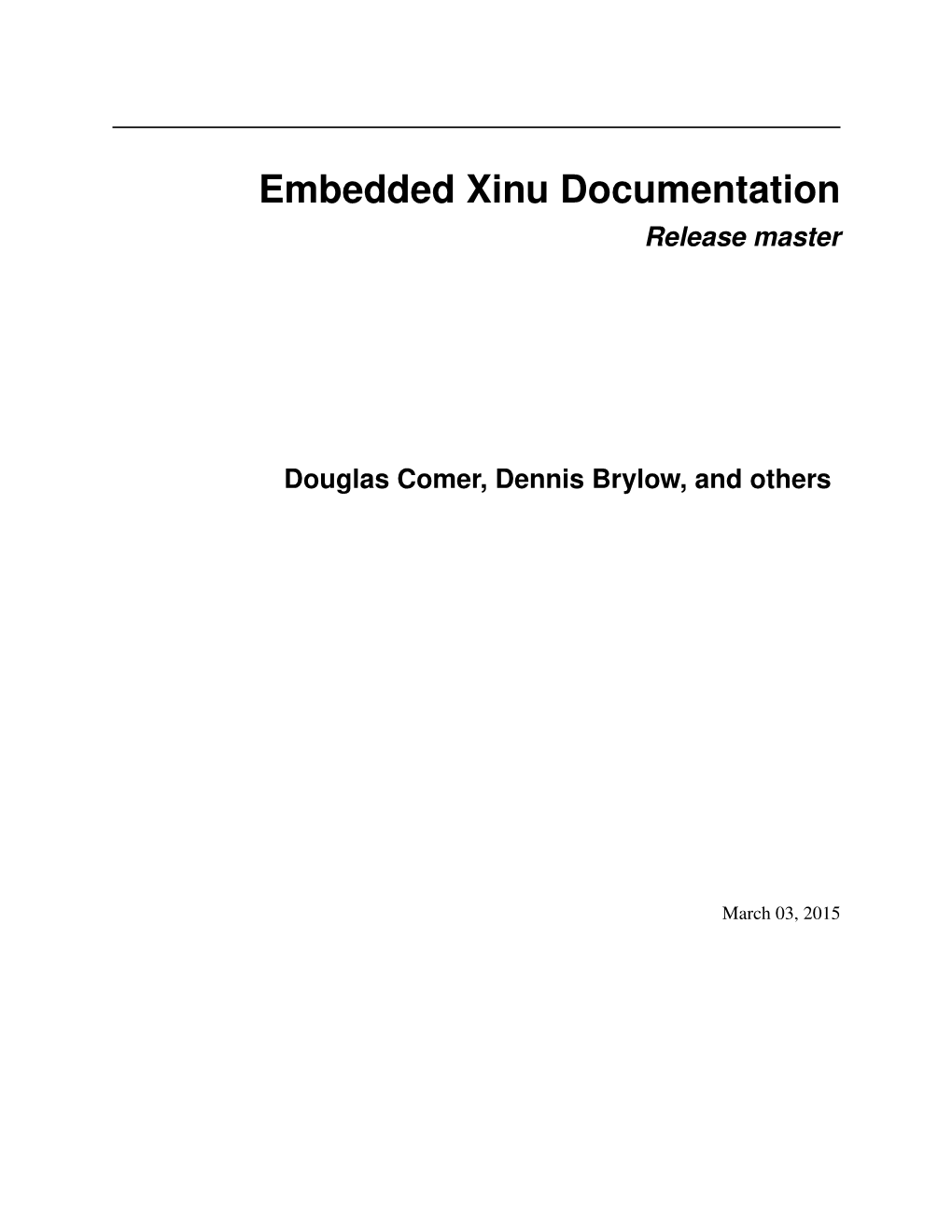 Embedded Xinu Documentation Release Master