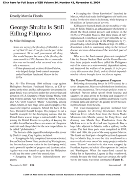 Deadly Manila Floods: George Shultz Is Still Killing Filipinos