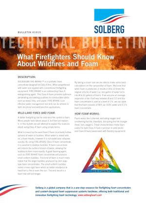 TECHNICAL BULLETIN What Firefighters Should Know About Wildfires and Foam
