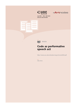 Code As Performative Speech Act