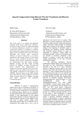 Speech Compression Using Discrete Wavelet Transform and Discrete Cosine Transform