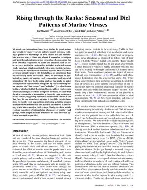 Rising Through the Ranks: Seasonal and Diel Patterns of Marine Viruses