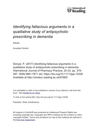 Identifying Fallacious Arguments in a Qualitative Study of Antipsychotic Prescribing in Dementia