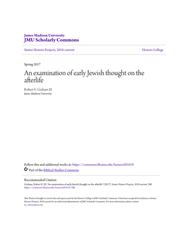 An Examination of Early Jewish Thought on the Afterlife Robert E