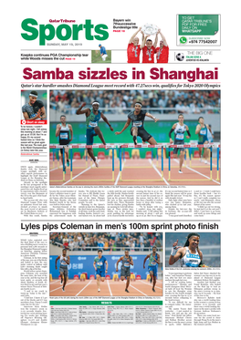 Samba Sizzles in Shanghai Qatar’S Star Hurdler Smashes Diamond League Meet Record with 47.27Secs Win, Qualifies for Tokyo 2020 Olympics