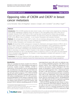 Opposing Roles of CXCR4 and CXCR7 in Breast Cancer Metastasis