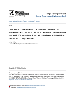 Design and Development of Personal Protective Equipment Products to Reduce the Impacts of Machete Injuries for Indigenous Ngäbe