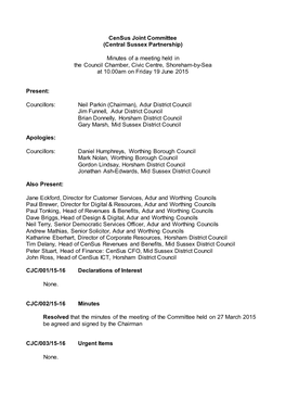 Census Joint Committee (Central Sussex Partnership)